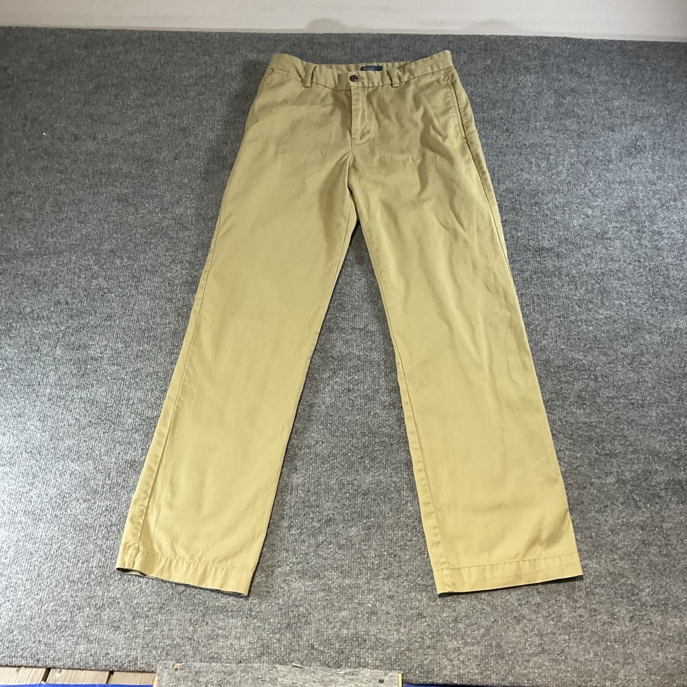 Polo Ralph Lauren Boys Khaki Chino Pants Size 18 Tan Straight Leg Cotton Twill